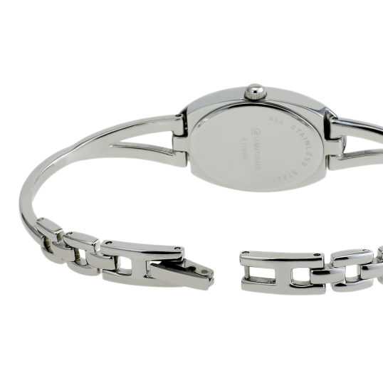 Montre dame, boîte acier, bracelet acier et verre minéral