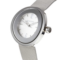 Montre dame, boite en acier, bracelet en acier et verre minéral