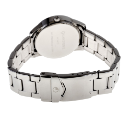 Montre dame, boite et bracelet en acier, cristaux de synthèse et verre minéral