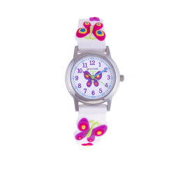 Montre, boîte acier, bracelet silicone, verre minéral, kids