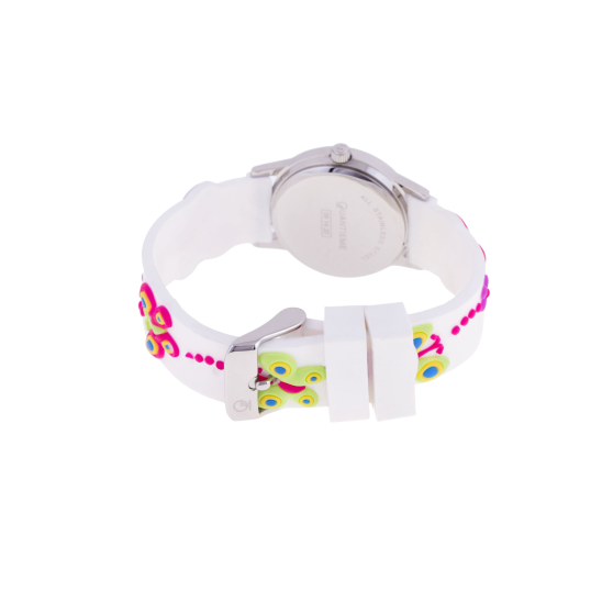 Montre, boîte acier, bracelet silicone, verre minéral, kids