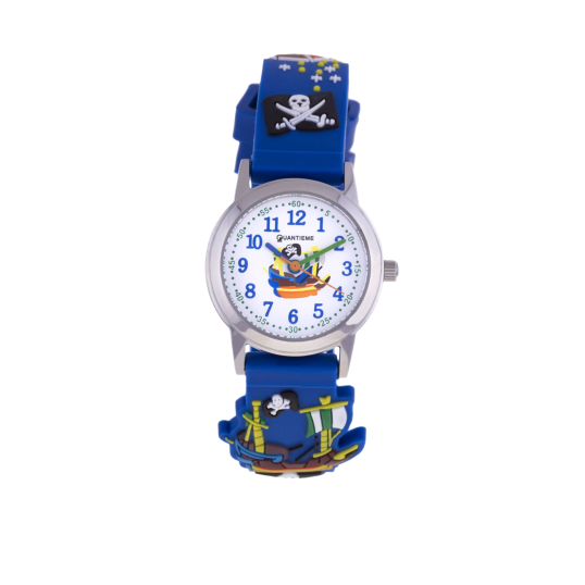 Montre, boîte acier, bracelet silicone, verre minéral, kids