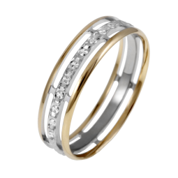 Alliance en 2 ors diamantée, largeur 5 mm