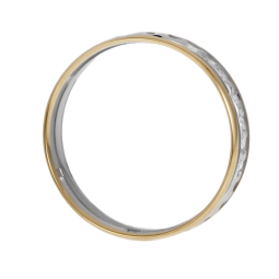 Alliance en 2 ors diamantée, largeur 5 mm