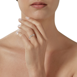 Alliance en 2 ors diamantée, largeur 5 mm