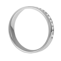 Demi alliance en or gris et diamants, largeur 4 mm