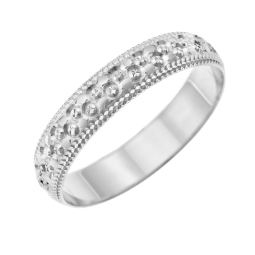 Alliance en or gris, perlée 4 mm