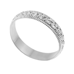 Alliance en or gris, perlée 4 mm