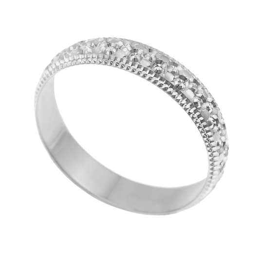 Alliance en or gris, perlée 4 mm Alliance en or gris, perlée 4 mm