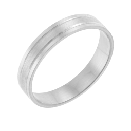 Alliance en or gris lisse et satiné 4mm