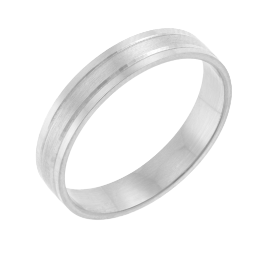 Alliance en or gris lisse et satiné 4mm