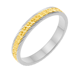 Alliance en 2 ors fantaisie, largeur 3 mm