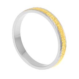 Alliance en 2 ors fantaisie, largeur 3 mm