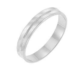 Alliance en or gris fantaisie, largeur 4 mm