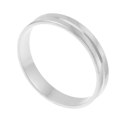 Alliance en or gris fantaisie, largeur 4 mm