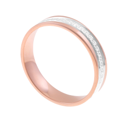 Alliance en or rose et rhodié fantaisie, largeur 4 mm