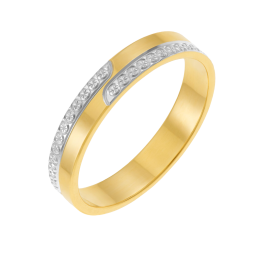 Alliance fantaisie en or jaune et rhodié, 3.5mm
