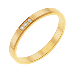 Alliance en or jaune et diamants, 2.5mm
