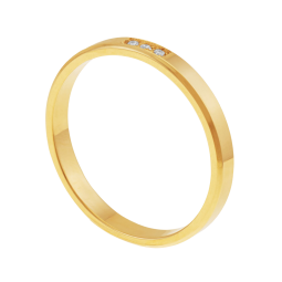 Alliance en or jaune et diamants, 2.5mm