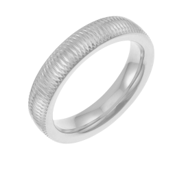 Alliance en or gris striée, 4.5mm