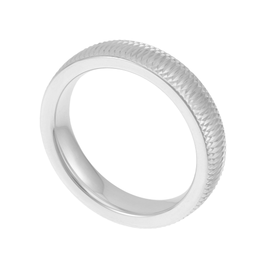 Alliance en or gris striée, 4.5mm