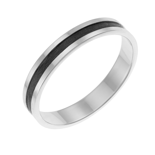 Alliance en or gris et carbone, 4 mm