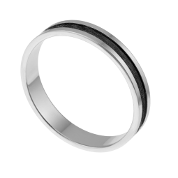 Alliance en or gris et carbone, 4 mm