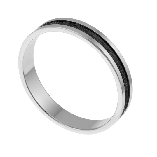 Alliance en or gris et carbone, 4 mm