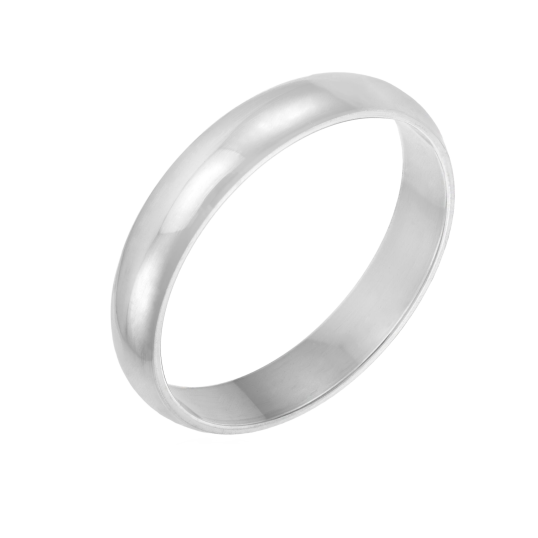 Alliance demi jonc en or gris, 4 mm