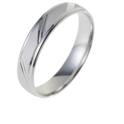 Alliance en or gris mate et lisse, largeur 4,5 mm