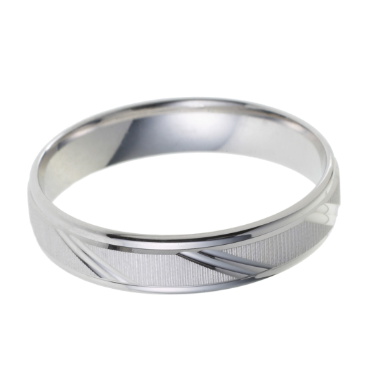 Alliance en or gris mate et lisse, largeur 4,5 mm