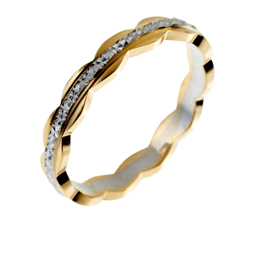 Alliance en 2 ors diamantée , largeur 3 mm Alliance en 2 ors diamantée , largeur 3 mm