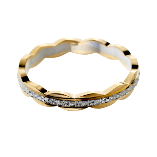 Alliance en 2 ors diamantée , largeur 3 mm Alliance en 2 ors diamantée , largeur 3 mm