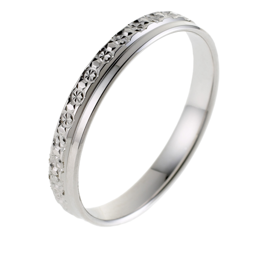 Alliance en or gris perlée, largeur 3 mm