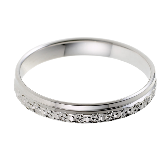 Alliance en or gris perlée, largeur 3 mm