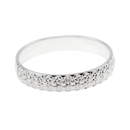 Demi alliance fantaisie en or gris diamantée