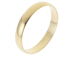 Alliance demi jonc en or jaune, largeur 3 mm