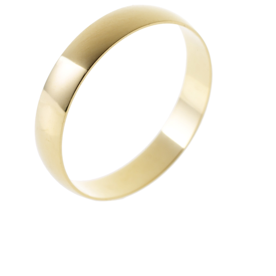 Alliance demi jonc en or jaune, largeur 4 mm