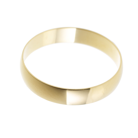 Alliance demi jonc en or jaune, largeur 4 mm