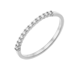 Demi alliance en or gris, diamants