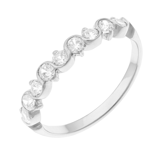 Demi alliance en or gris et diamants