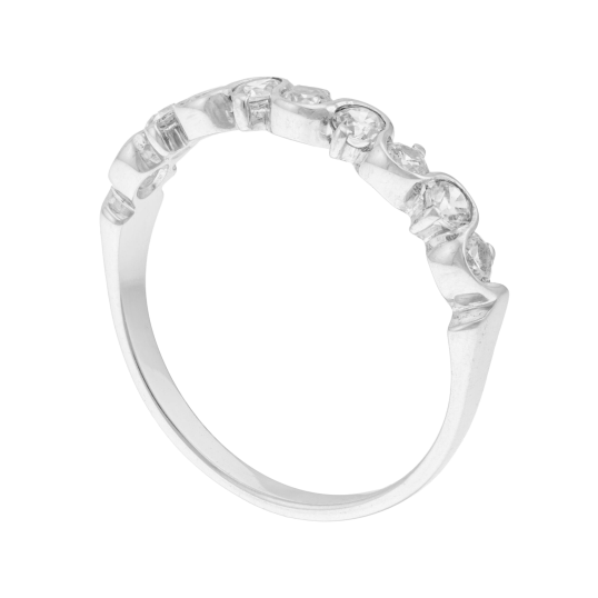 Demi alliance en or gris et diamants