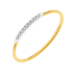 Demi alliance en or jaune et rhodié et diamants