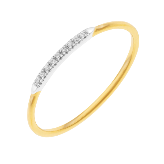 Demi alliance en or jaune et rhodié et diamants Demi alliance en or jaune et rhodié et diamants