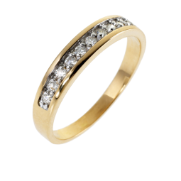 Demi alliance en or rhodié et diamants
