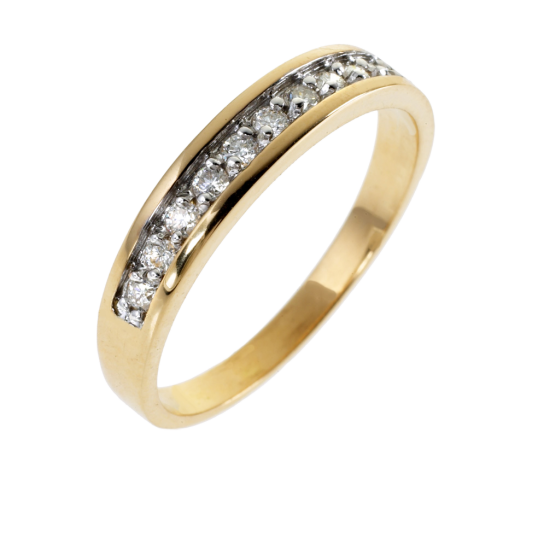 Demi alliance en or rhodié et diamants