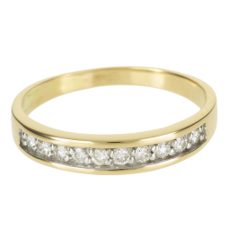 Demi alliance en or rhodié et diamants