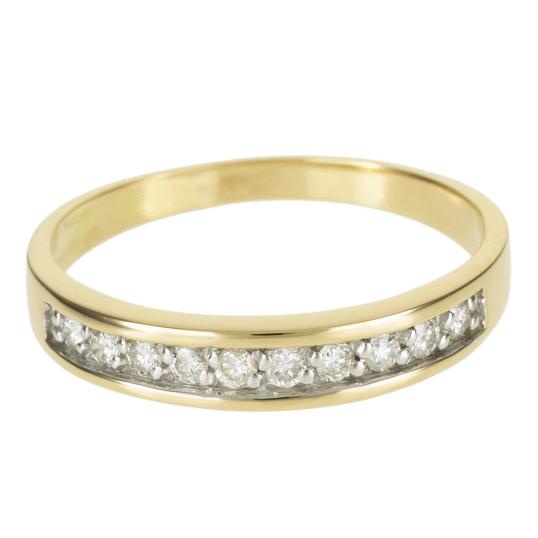 Demi alliance en or rhodié et diamants