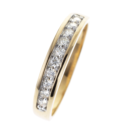 Demi alliance en or rhodié et diamants