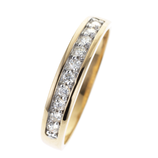 Demi alliance en or rhodié et diamants